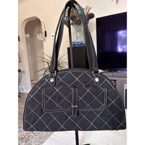 Vera Bradley Black Quilted Microfiber Sausalito Handbag
